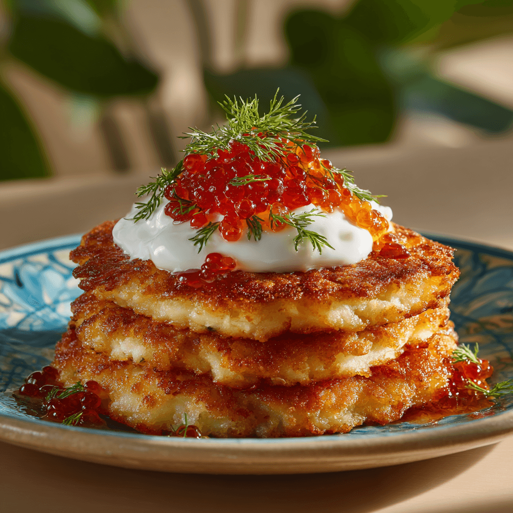 Драники с красной икрой