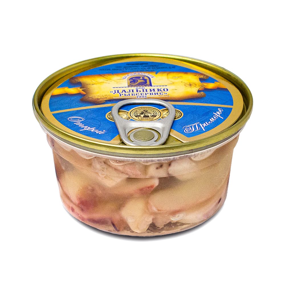 Осьминог Дофлейна, кусочки подкопченные в масле, "Дальпико-Рыбсервис", 100 г