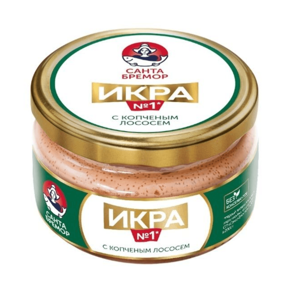 Икра деликатесная с копченым лососем, "Санта Бремор", 180 г