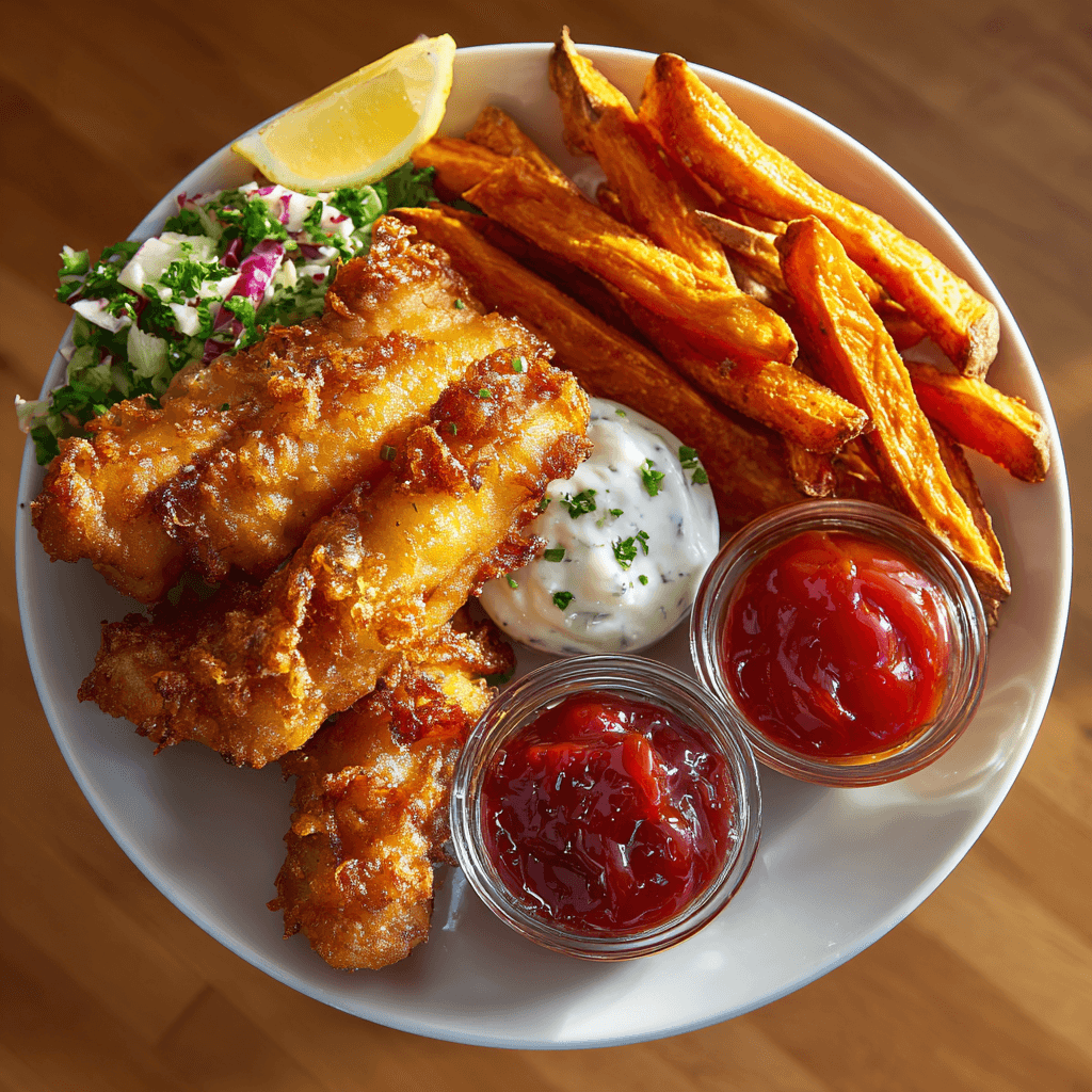 Фиш & Чипс из филе минтая с фри из батата