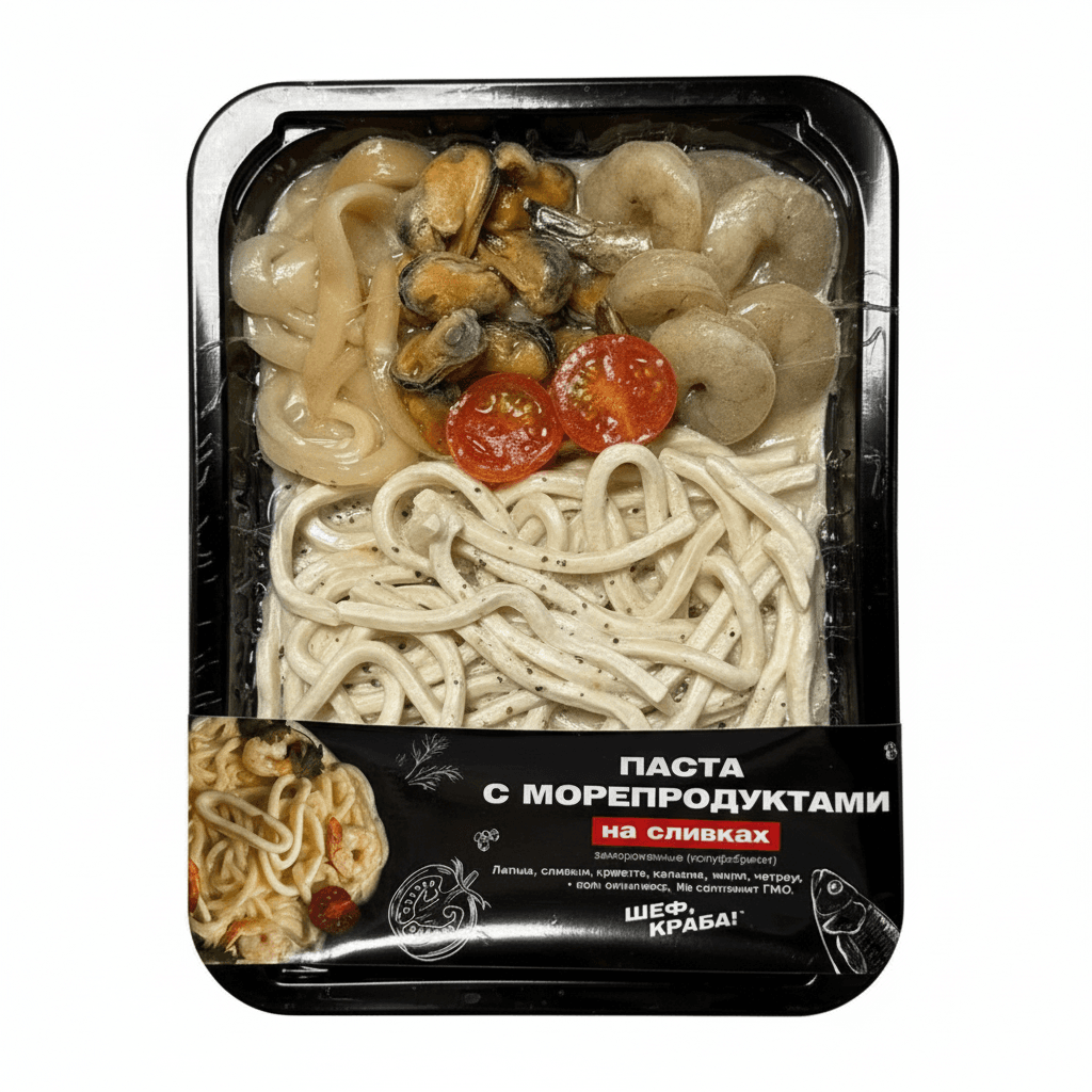 Паста с морепродуктами на сливках, "Шеф, Краба!", 390 г