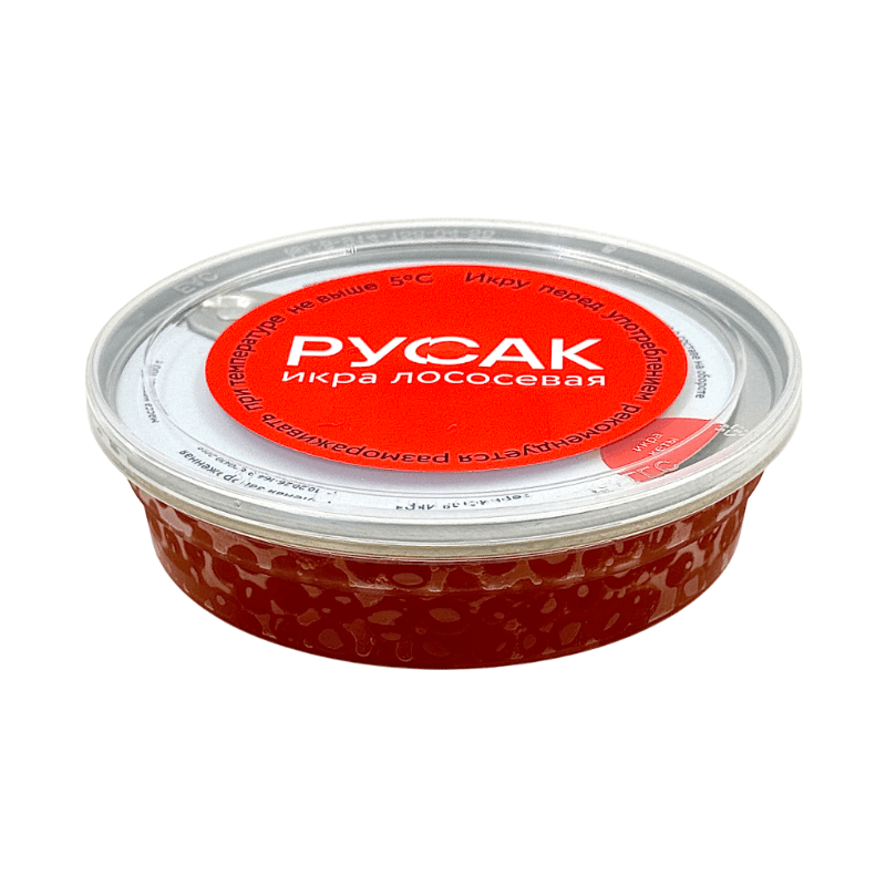 Красная икра лососевая зернистая (Кета), без консервантов, «Русак», 100 г
