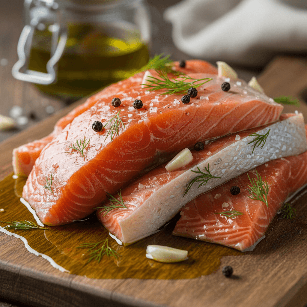 Домашний посол филе кеты в масле