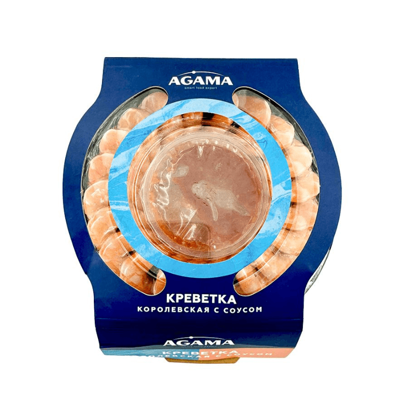 Креветка королевская очищенная с хвостом, варено-мороженая с соусом "Agama", 314г