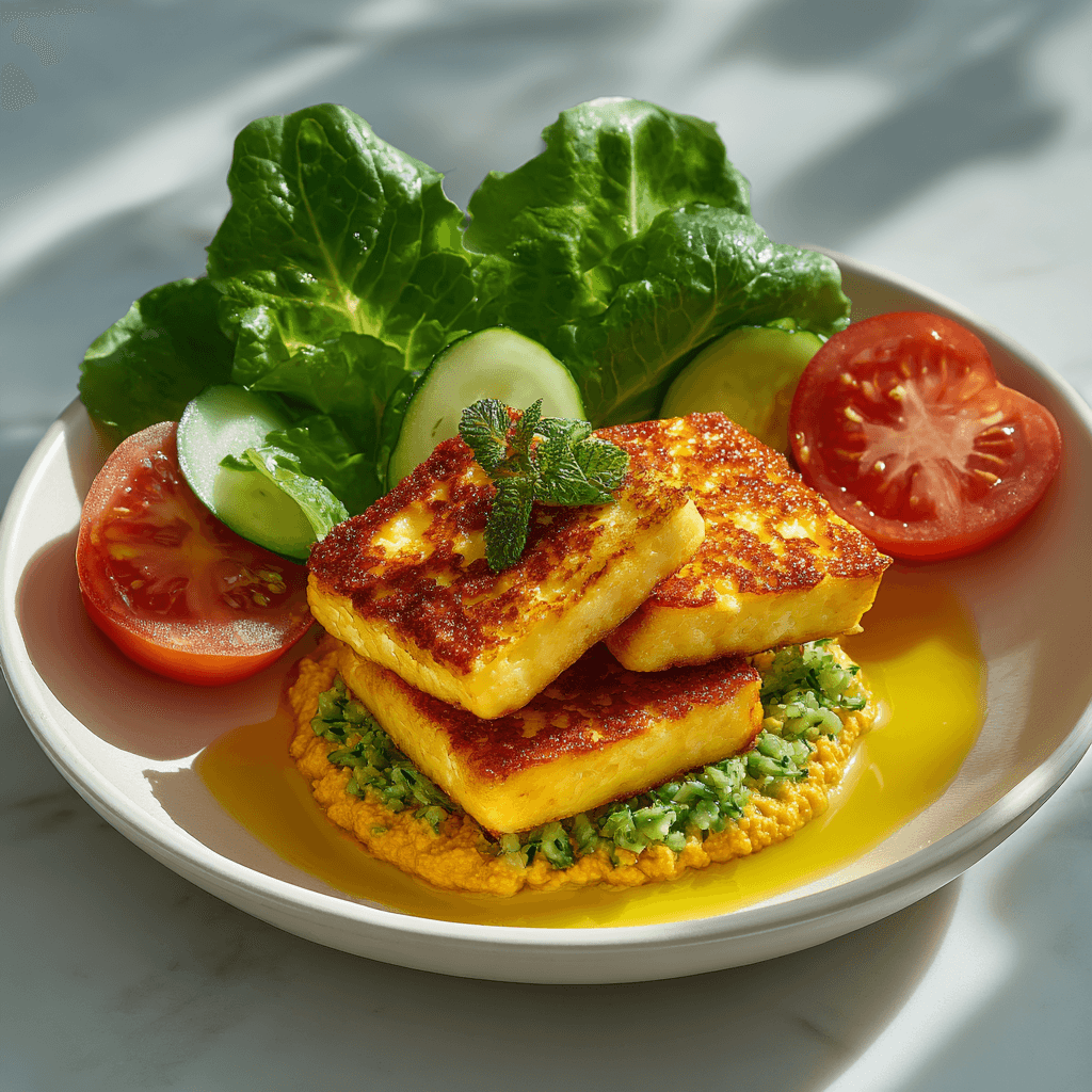 Завтрак с кабачковой икрой и жаренным адыгейским сыром