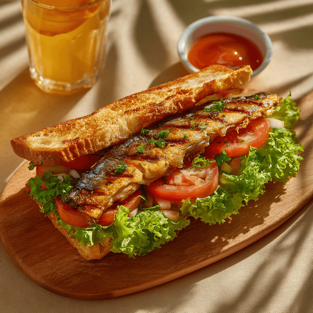 Сэндвич со скумбрией на гриле
