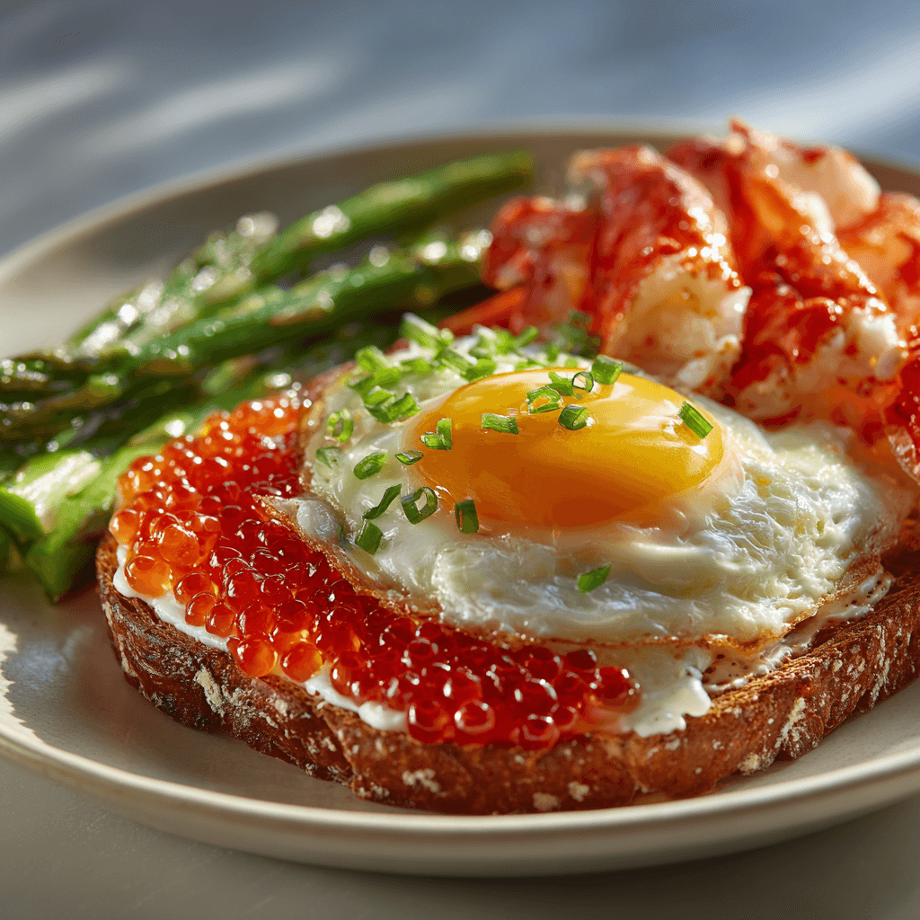 Завтрак с крабом и красной икрой