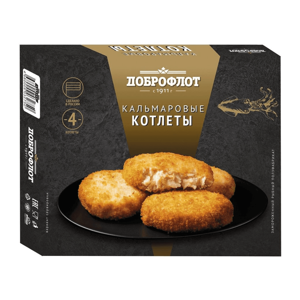 Кальмаровые котлеты в панировке, "ДОБРОФЛОТ", 340 г
