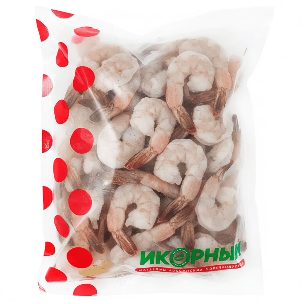 Креветка королевская Ваннамей очищенная с хвостом, свежемороженая, «Икорный», 500 г