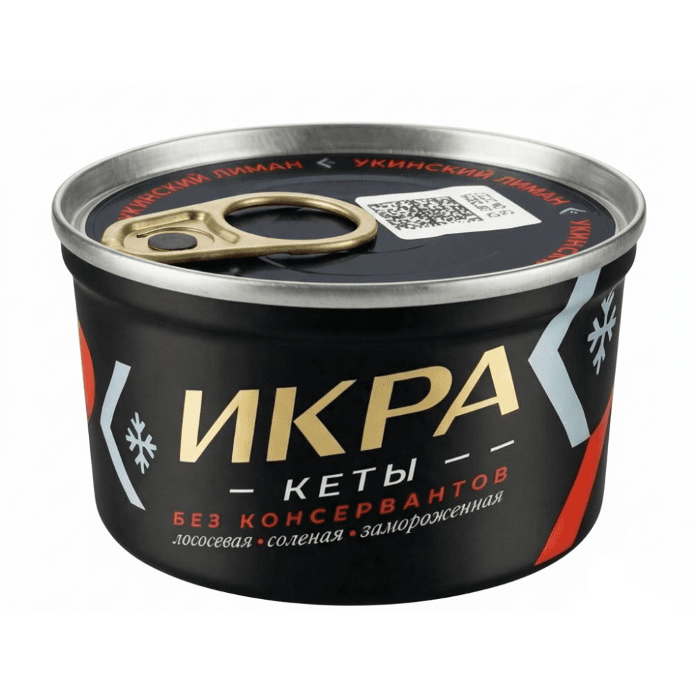 Красная икра лососевая зернистая (Кета), без консервантов, "Укинский лиман", ж/б 125 г. Путина 2025