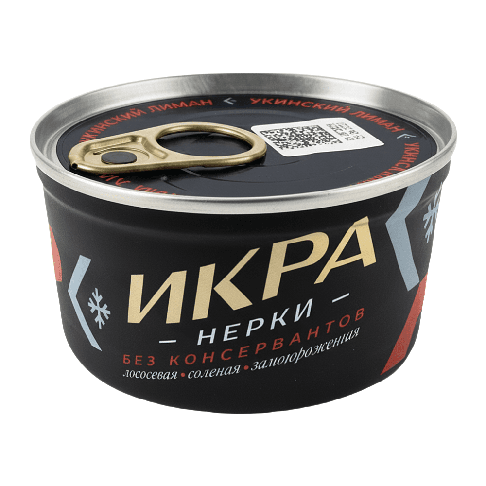 Красная икра лососевая зернистая (Нерка), без консервантов, "Укинский лиман", ж/б 125 г. Путина 2025