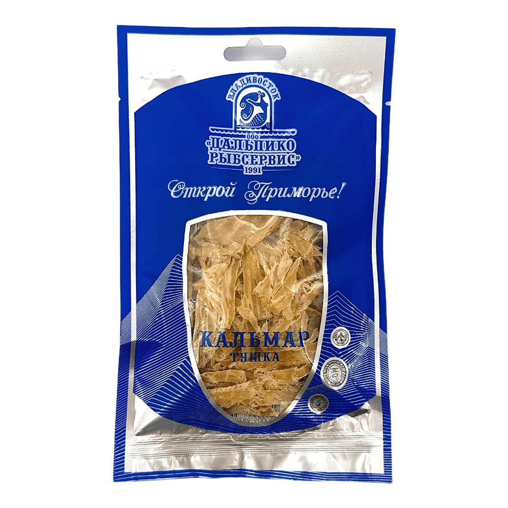 Кальмар командорский сушено-вяленый, тушка шинкованная, «Дальпико-Рыбсервис», 40 г