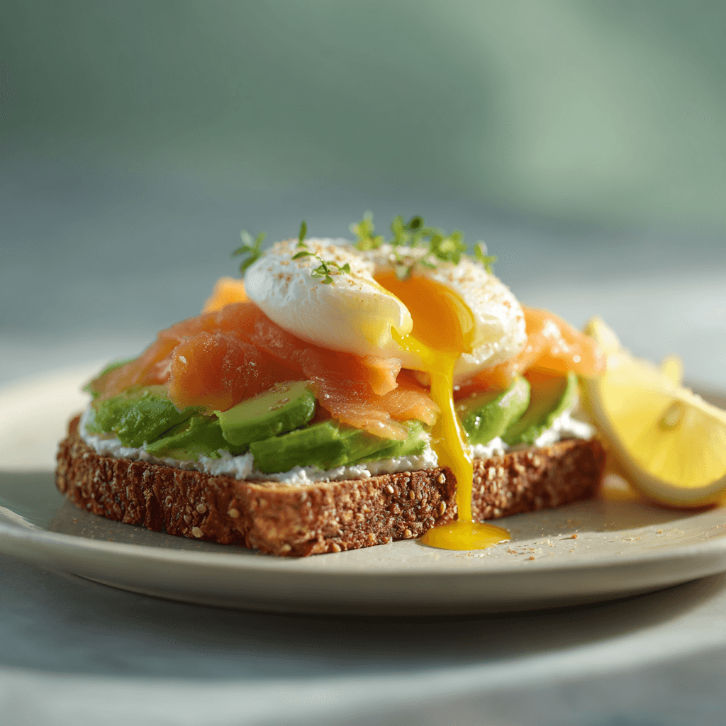 Тост с авокадо, лососем и яйцом пашот