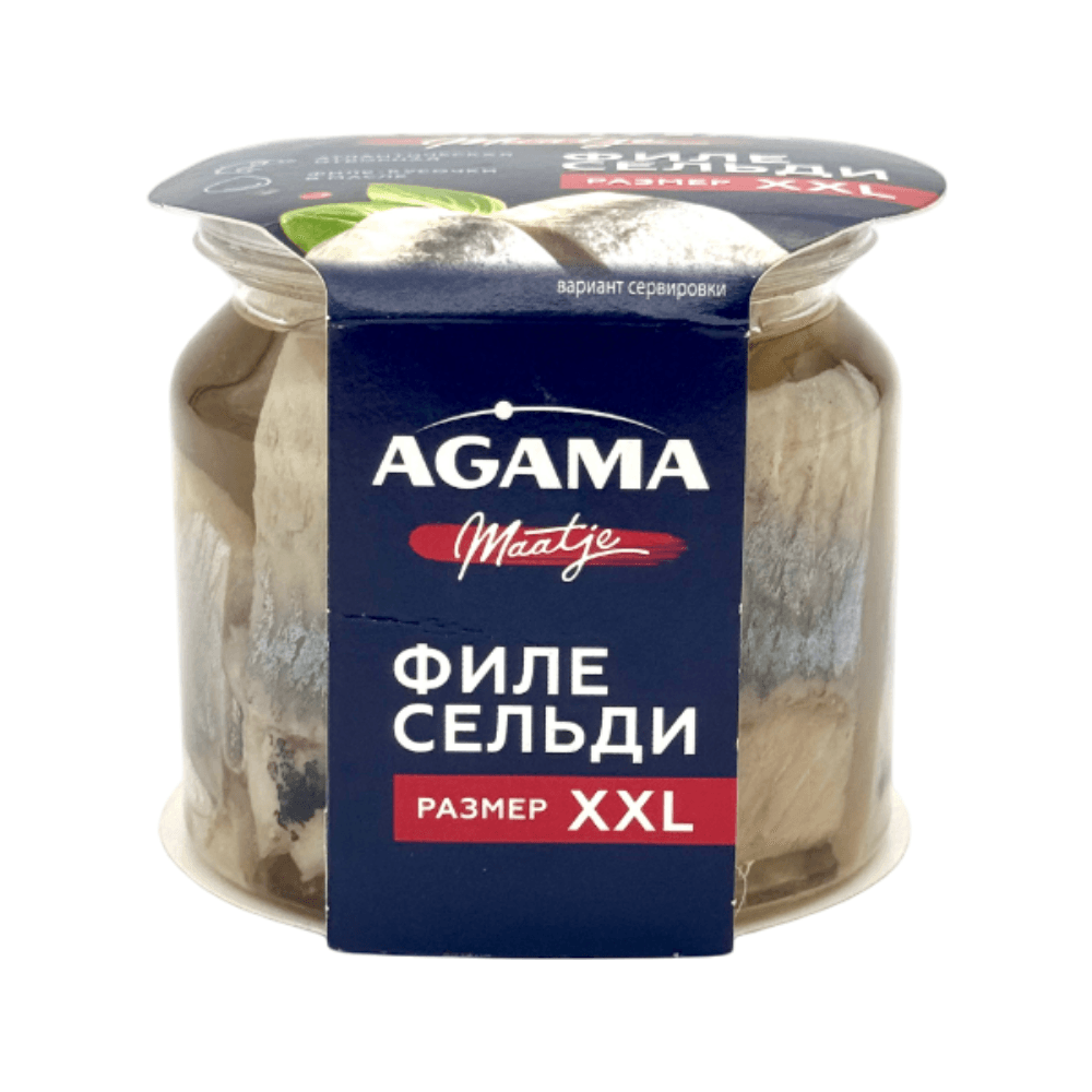 Сельдь атлантическая филе-кусочки в масле XXL, "AGAMA", 250 г