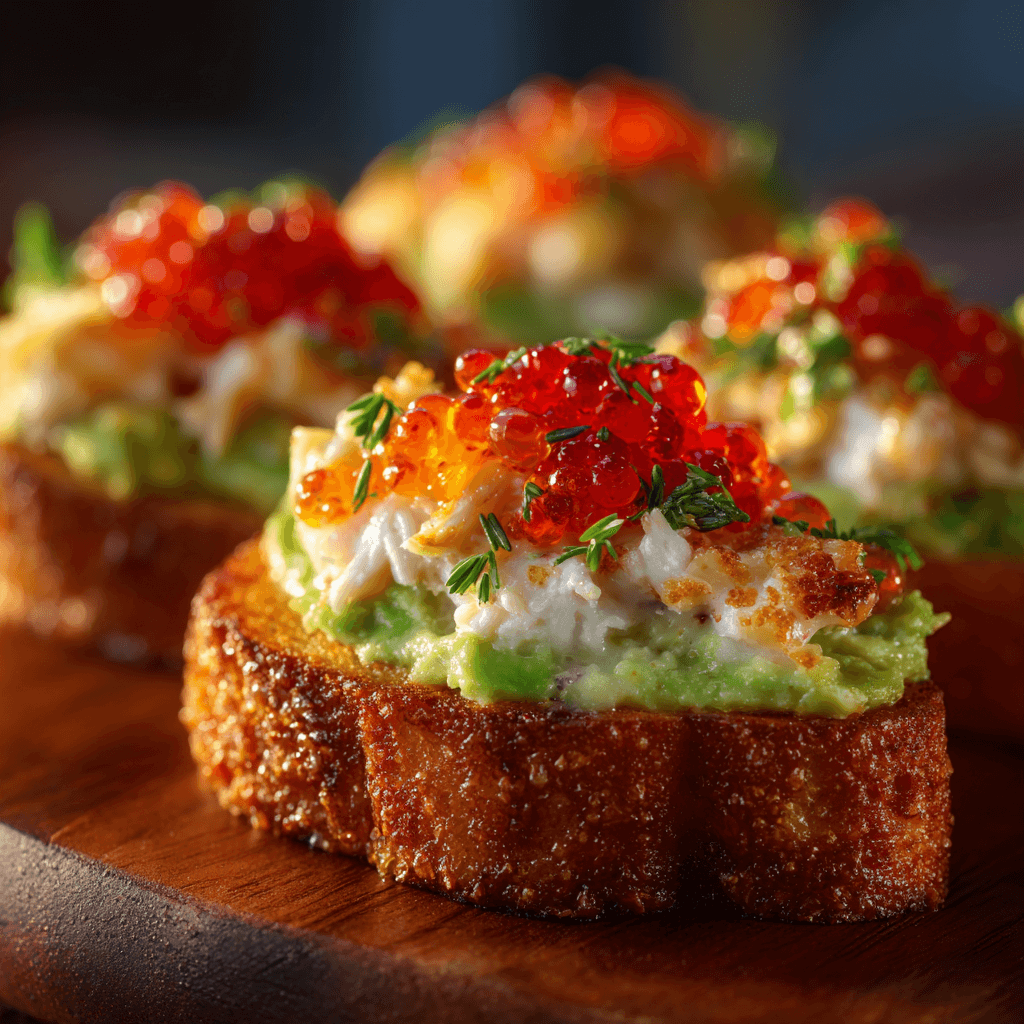 Пикантная брускетта с крабом