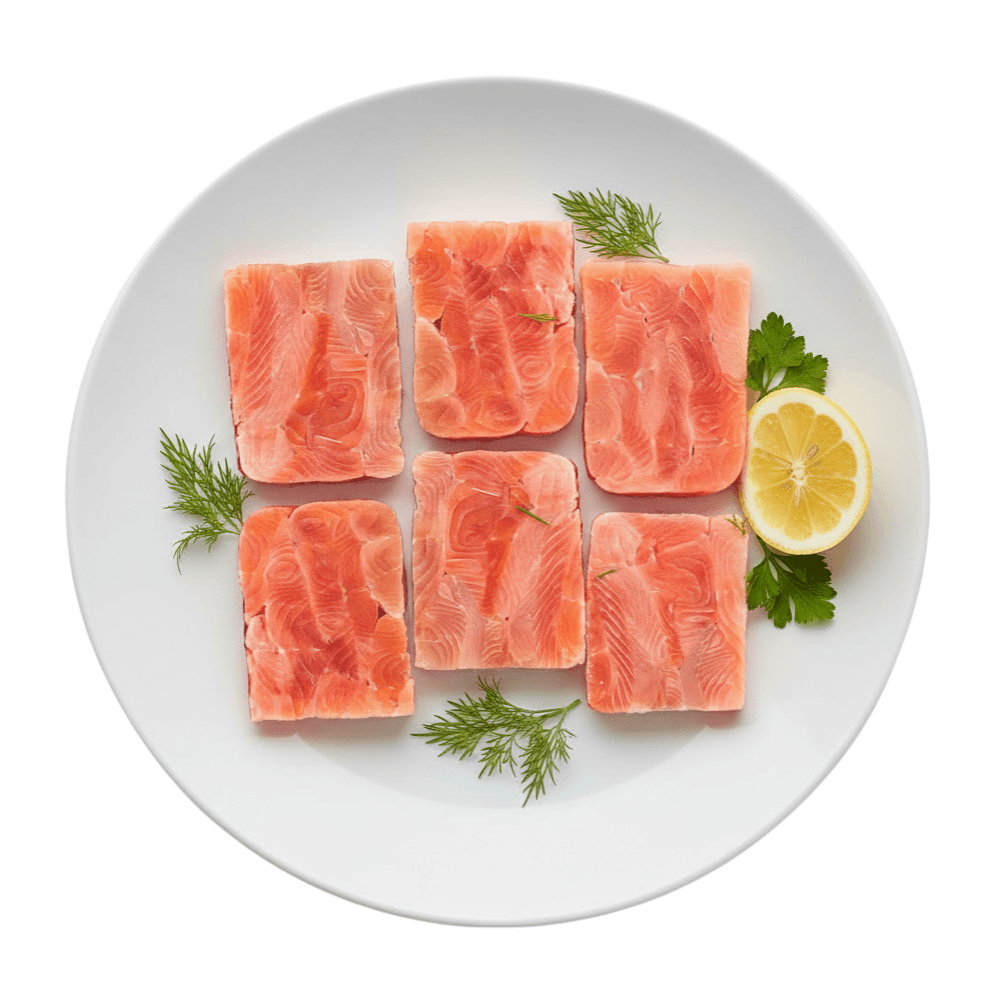 Дикий лосось кета, филе свежемороженое, порционное кубик без костей, «Укинский Лиман», 650 г