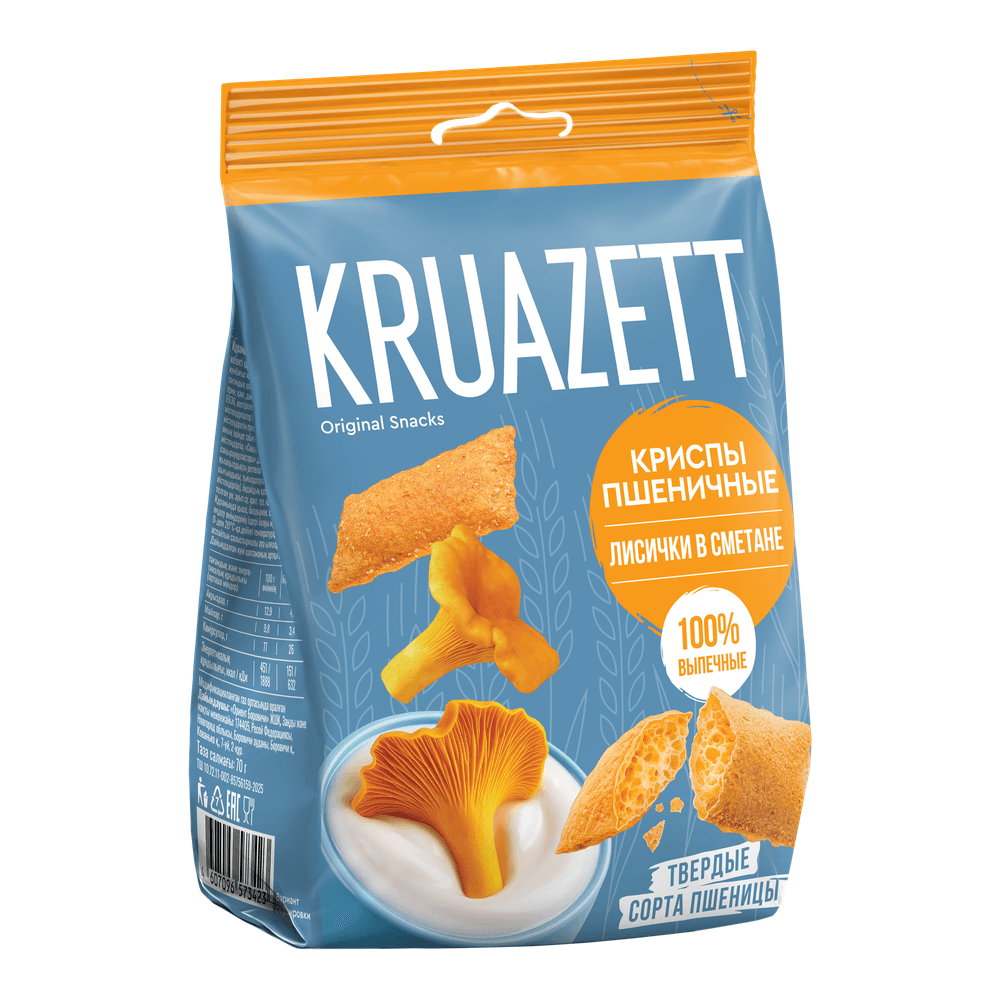 Сухарики пшеничные со вкусом лисичек в сметане, "Kruazett", 70 г