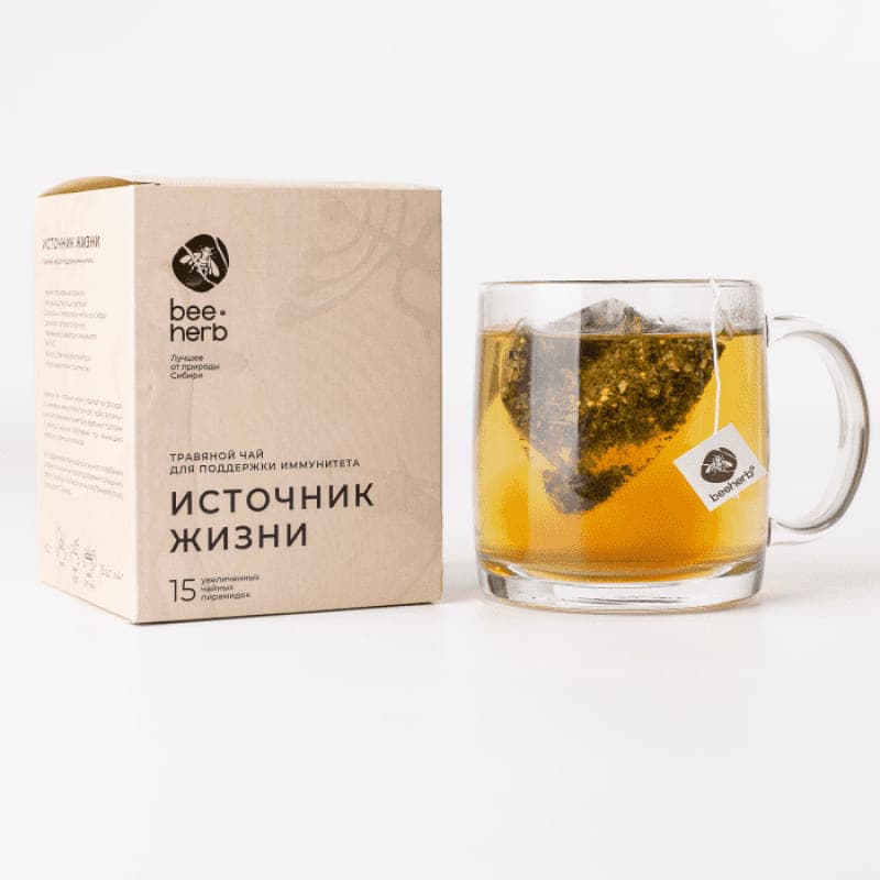 Травяной чай для поддержки иммунитета «Источник жизни», Beeherb, 15 пакетиков, 60 г