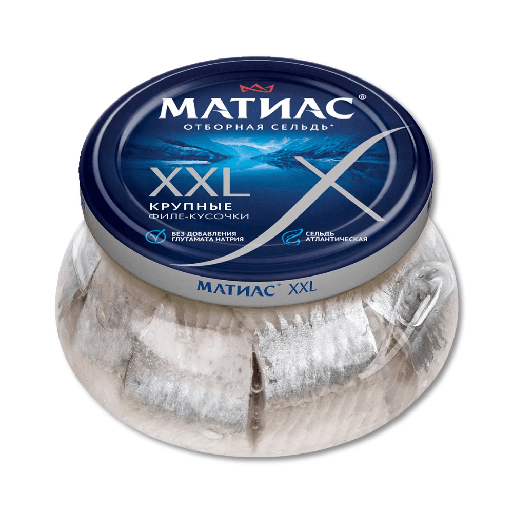 Сельдь Атлантическая филе-кусочки в масле XXL крупные, «Матиас», 260 г