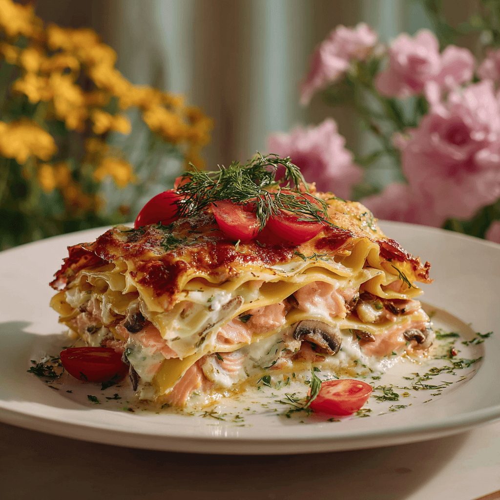 Лазанья с копченым лососем