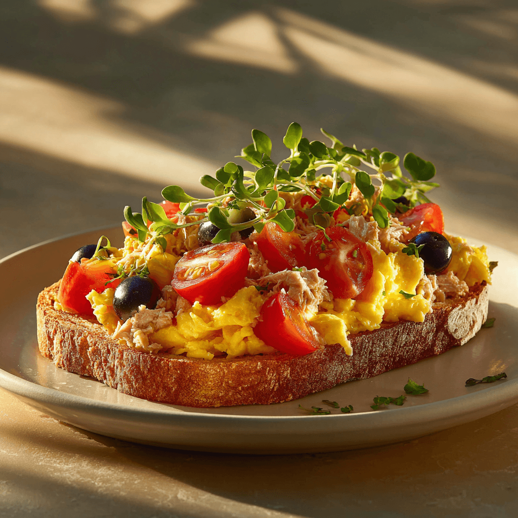 Тосты с тунцом и яйцом скрэмбл