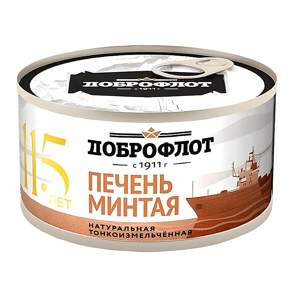 Печень минтая натуральная тонкоизмельчённая, "ДОБРОФЛОТ", 185 г