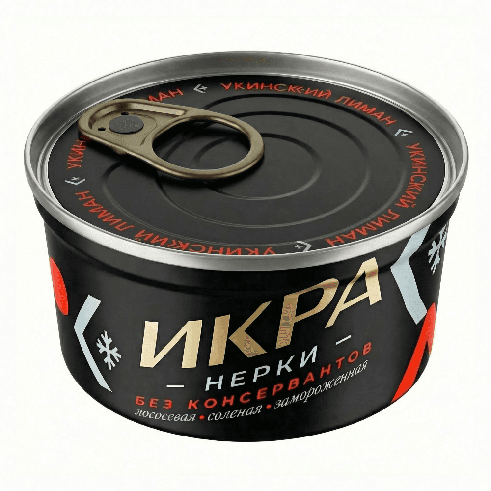 Красная икра лососевая зернистая (Нерка), без консервантов, "Укинский лиман", ж/б 125 г. Путина 2025