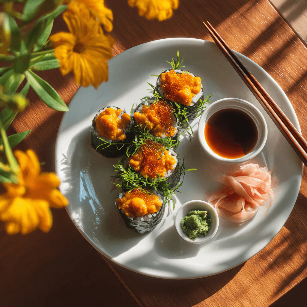 Суши гункан с икрой морских ежей