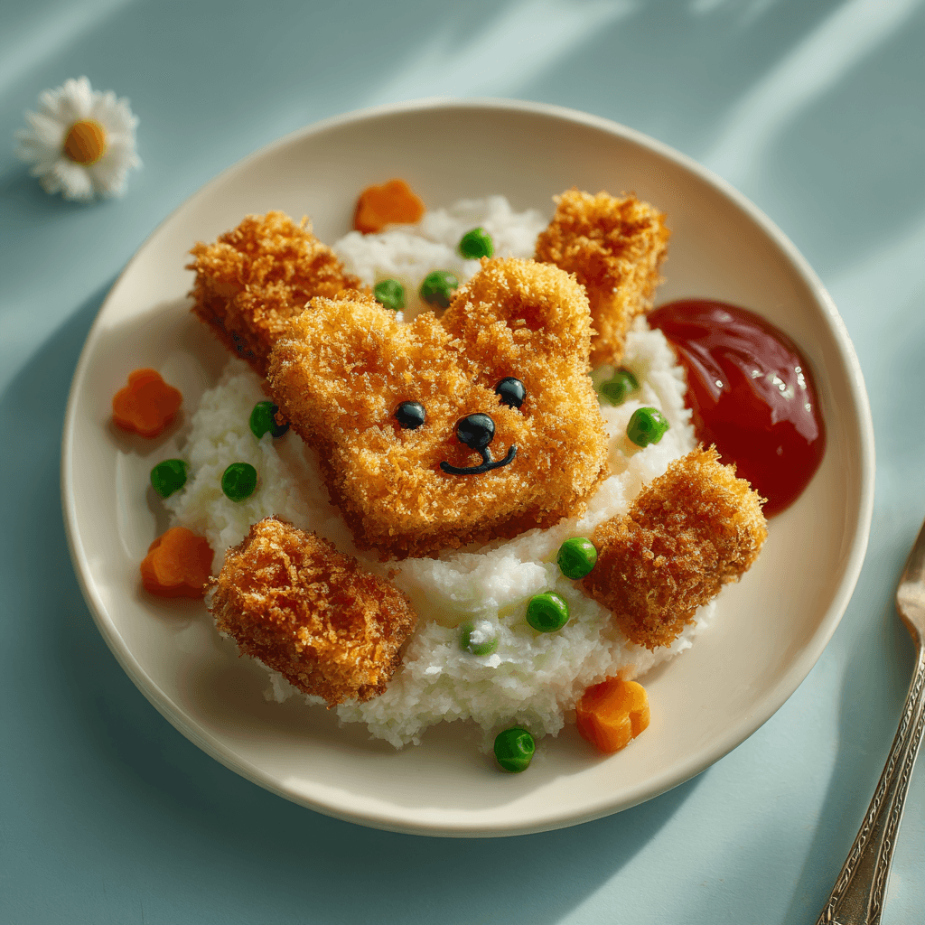 Рыбные палочки в панировке с пюре «Медвежонок»