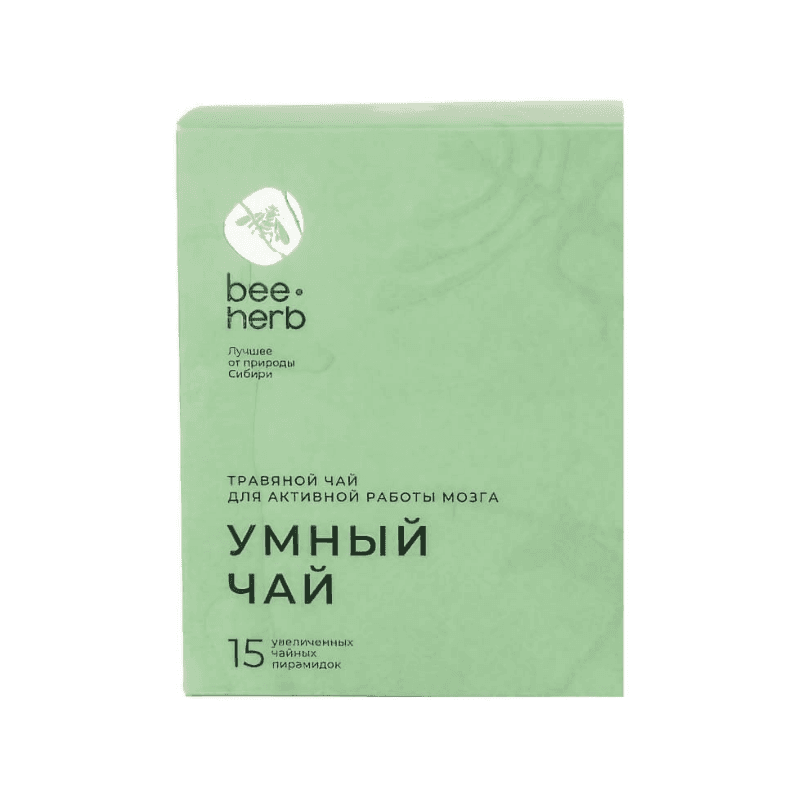 Травяной чай, стимулирующий память и концентрацию «Умный чай», Beeherb, 15 пакетиков, 60 г