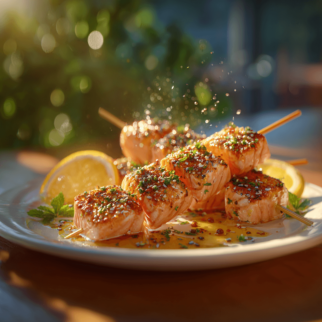 Шашлыки из кеты с пряностями