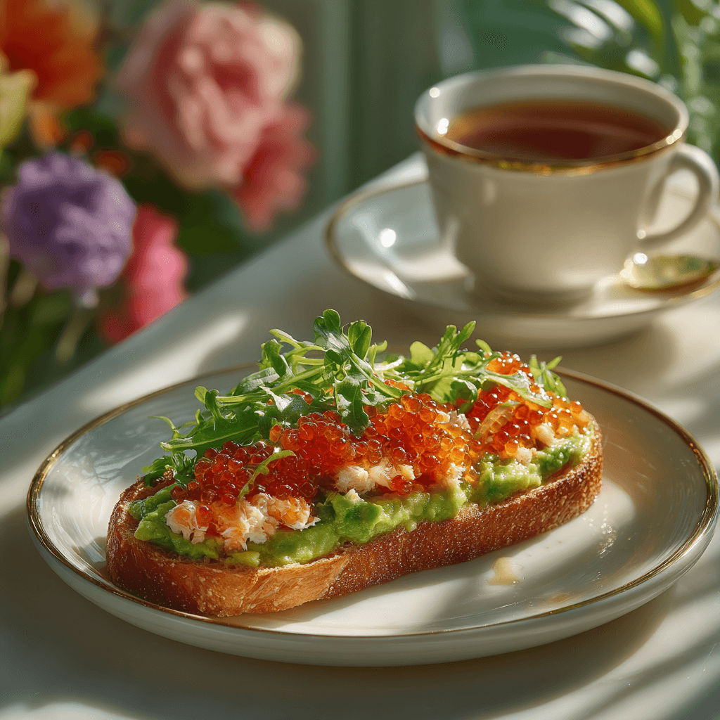 Брускетта с крабом и гуакомоле