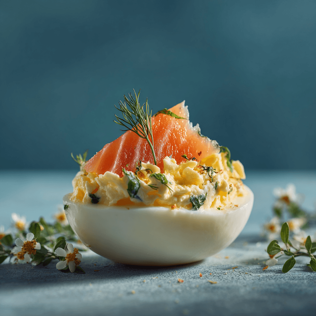 Фаршированные яйца с красной рыбой и творожным сыром
