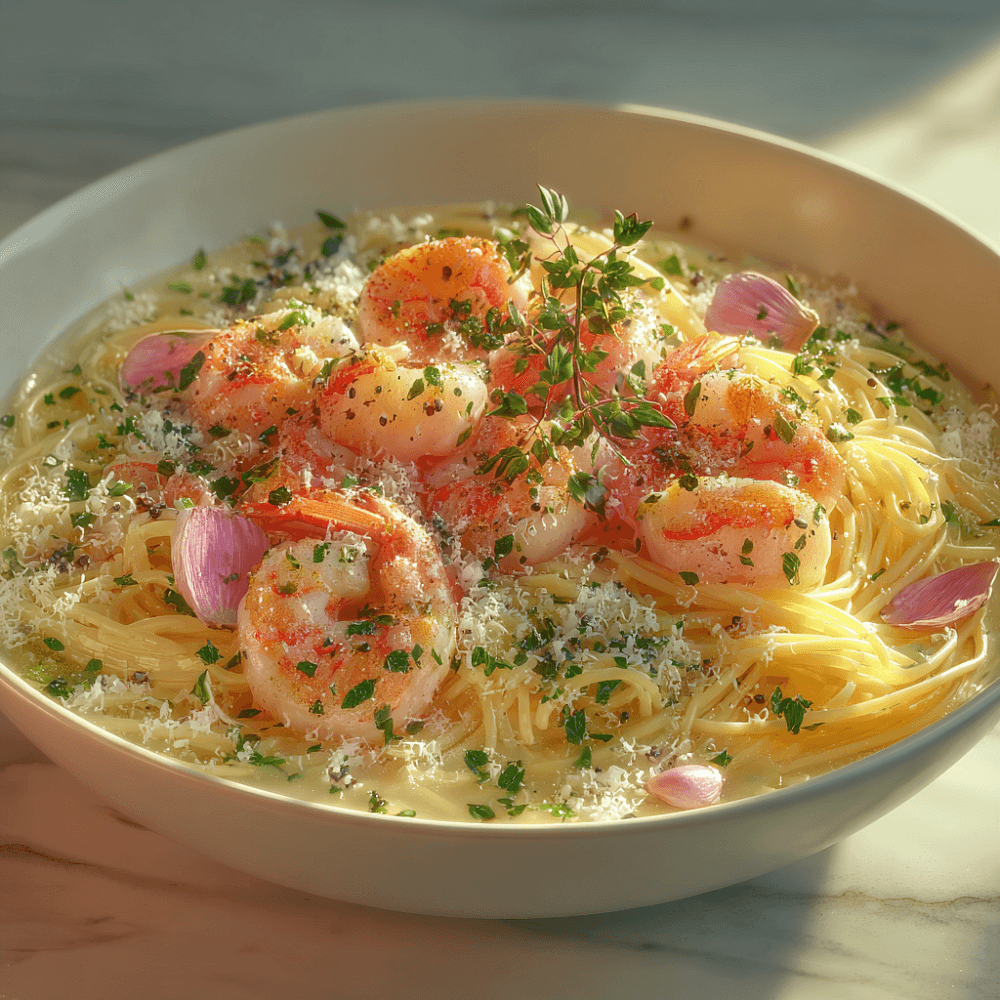 Паста с креветками и сыром «Пармезан»