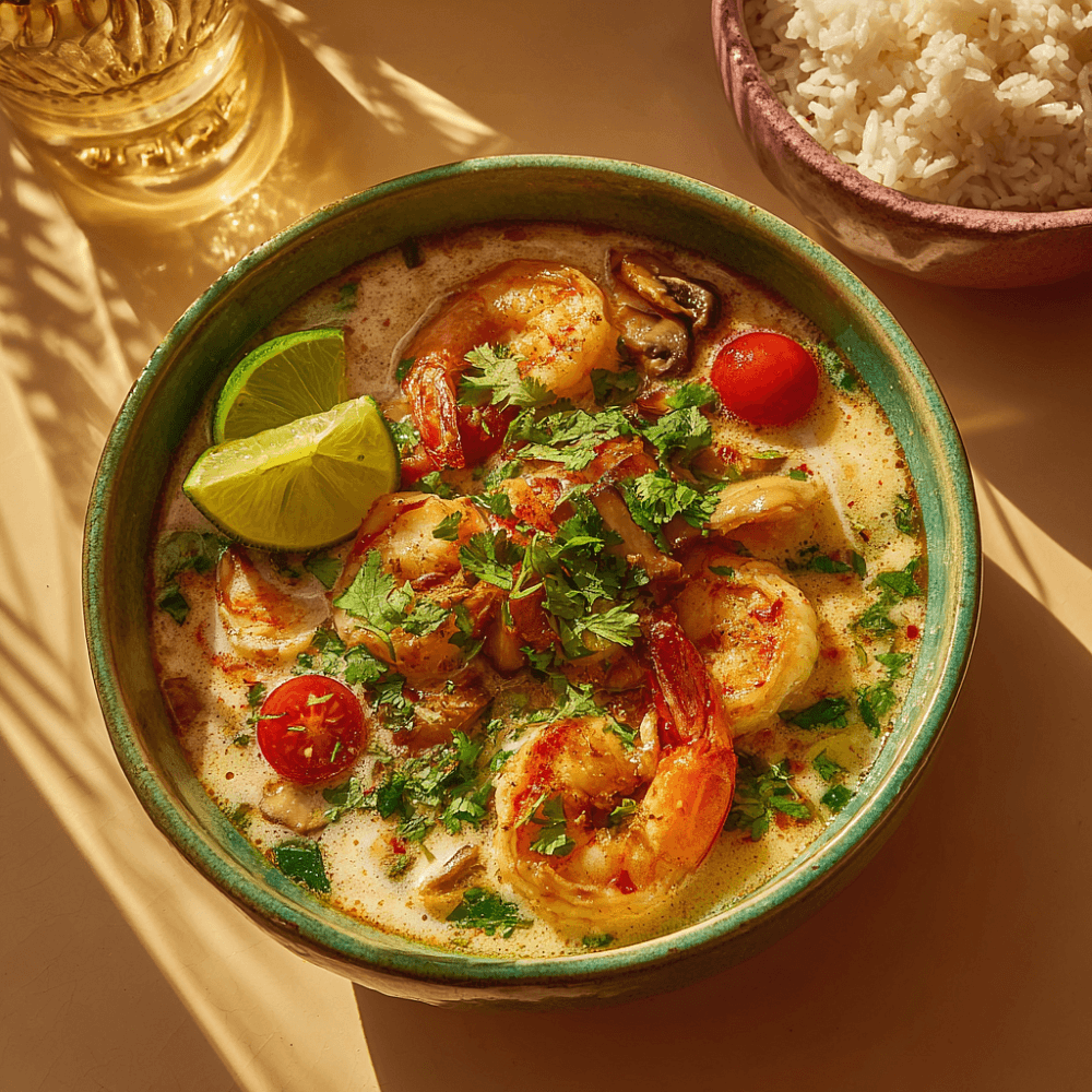 Тайский суп Том ям с креветками Ваннамей