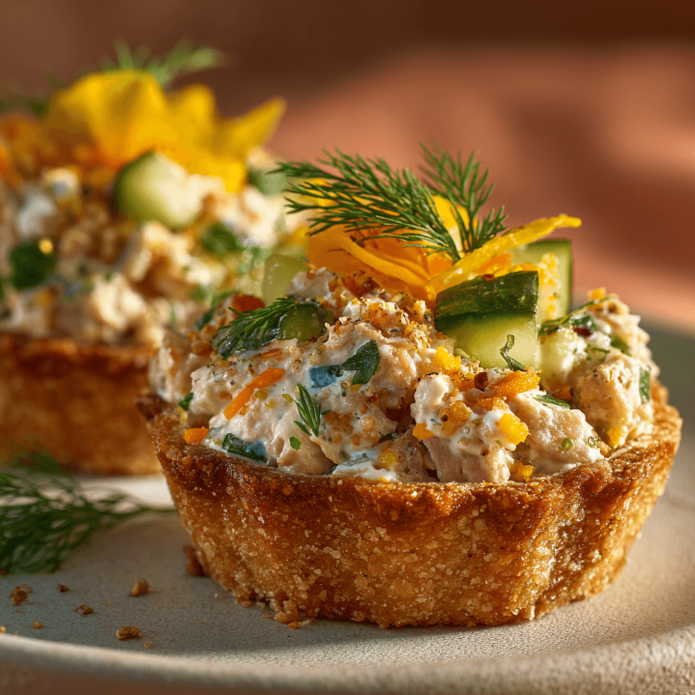 Салат из печени осетра в тарталетках