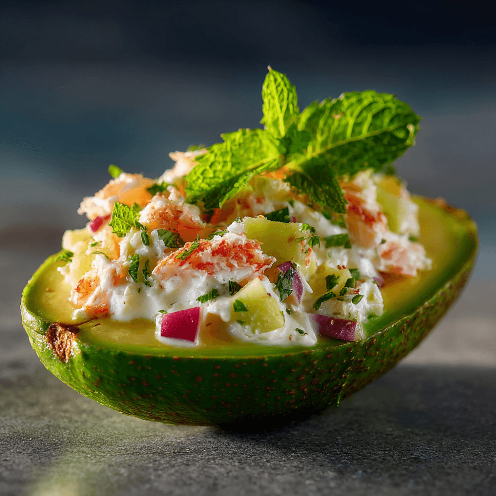 Авокадо, фаршированные мясом краба