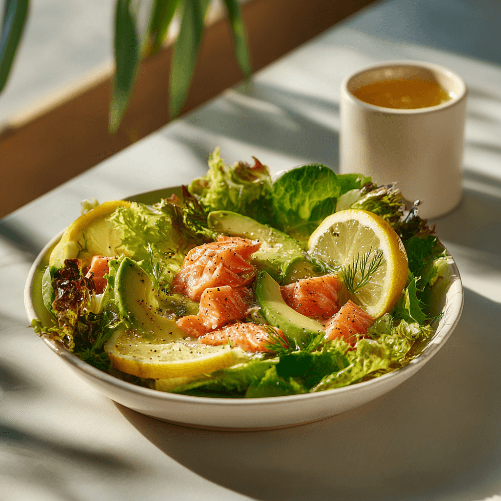 Быстрый салат с сёмгой и авокадо