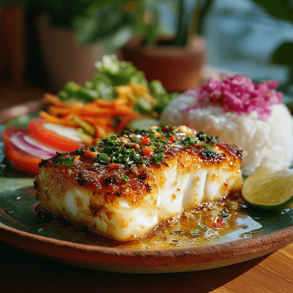 Палтус, запеченный на гриле