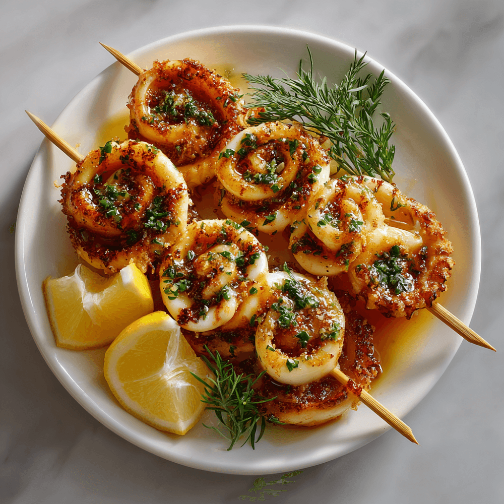 Кальмары в чесночном маринаде на гриле