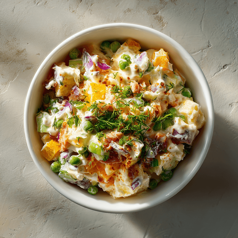 Оливье с соленой рыбкой