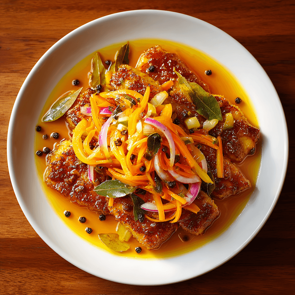 Навага под маринадом из моркови и лука