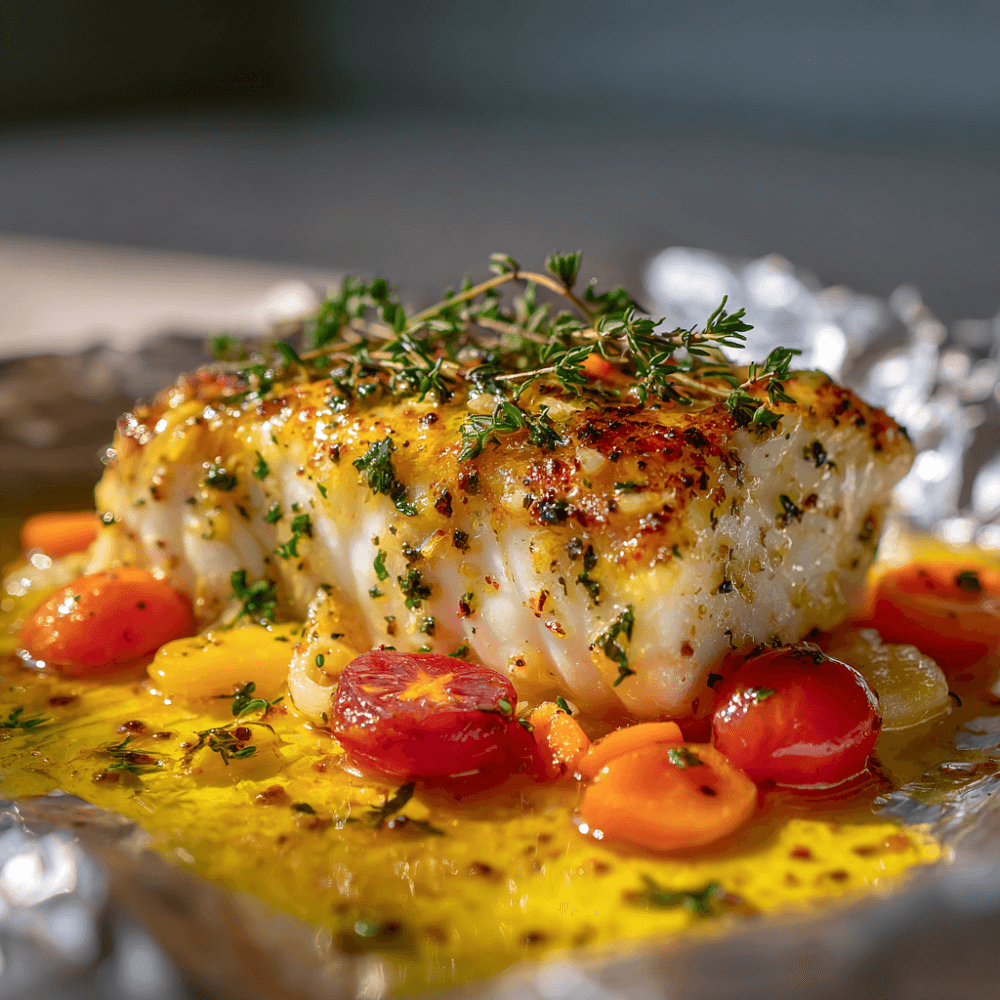 Палтус, запеченный в фольге