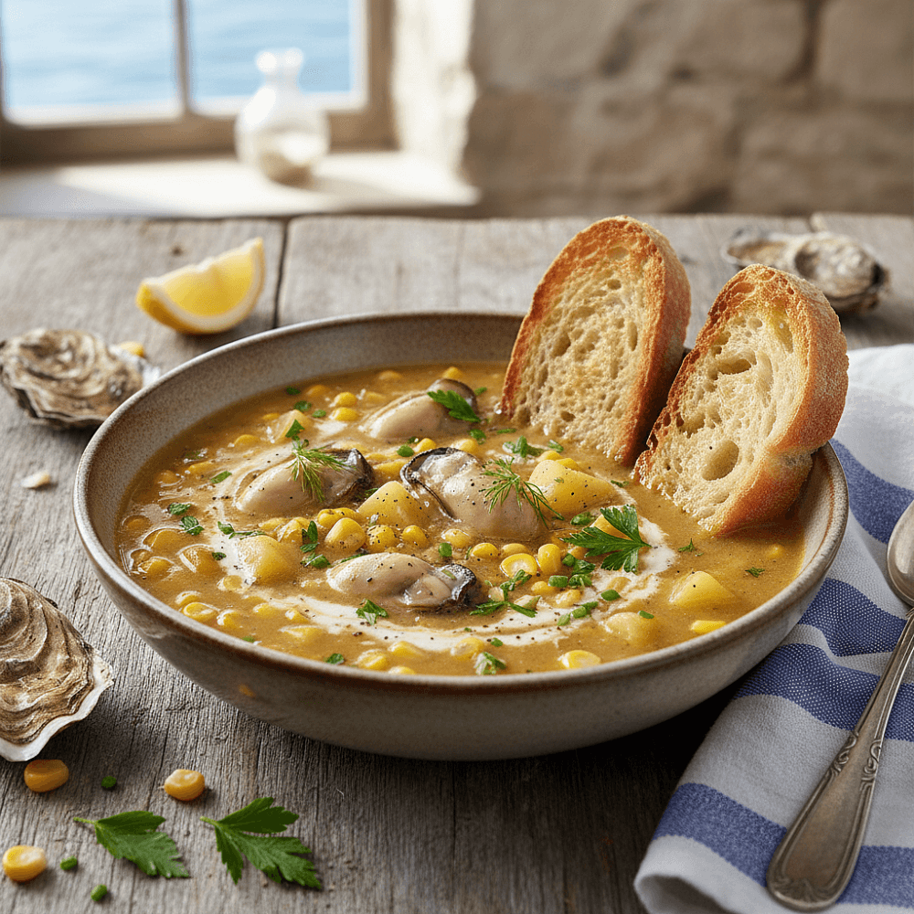 Похлебка с устрицами и кукурузой