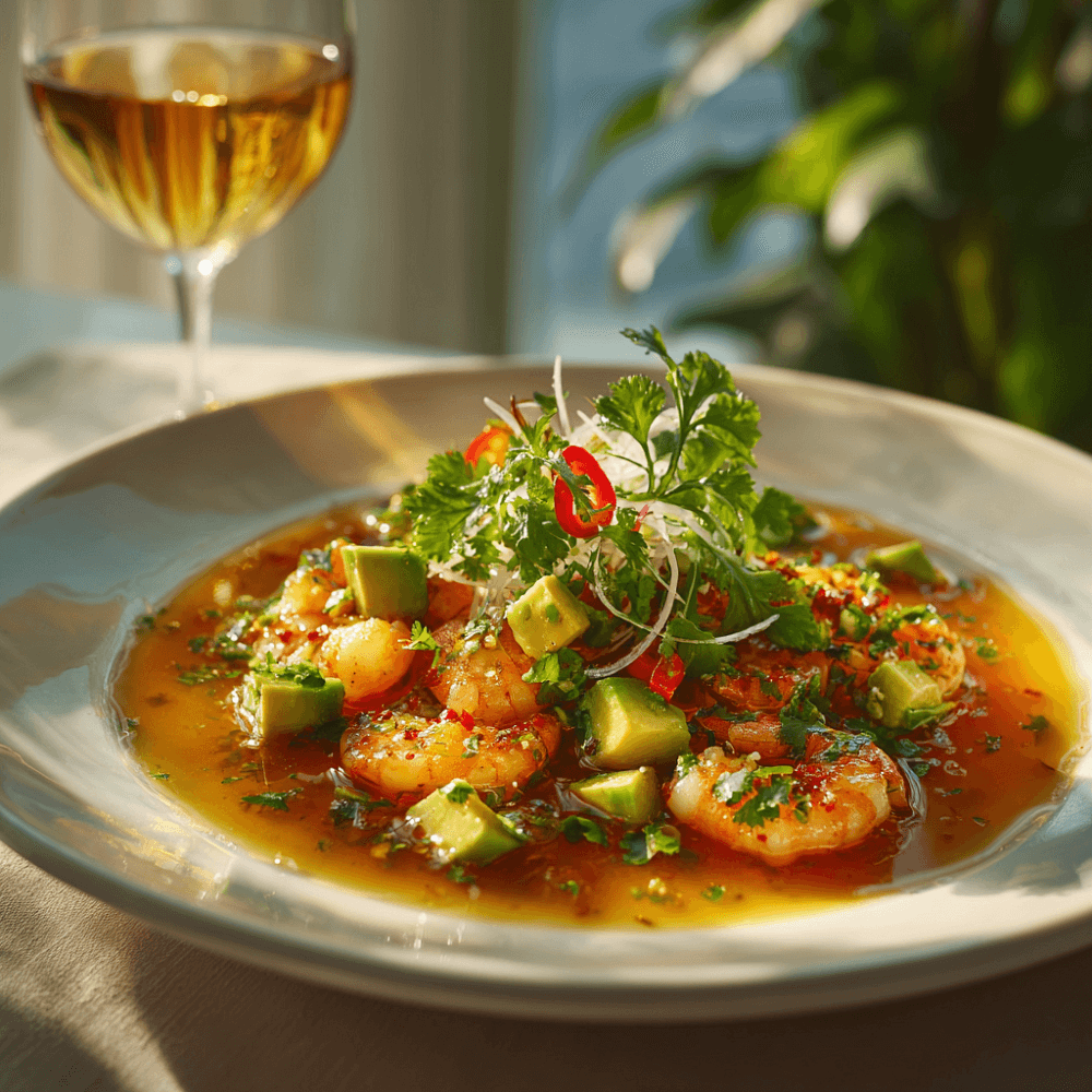 Свежее и легкое севиче из креветок