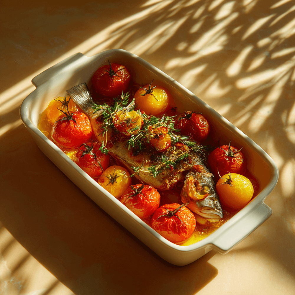 Запеченная ледяная рыба, фаршированная томатами