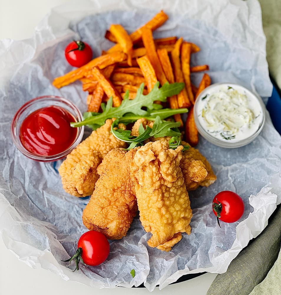 Фиш & Чипс из филе минтая с фри из батата