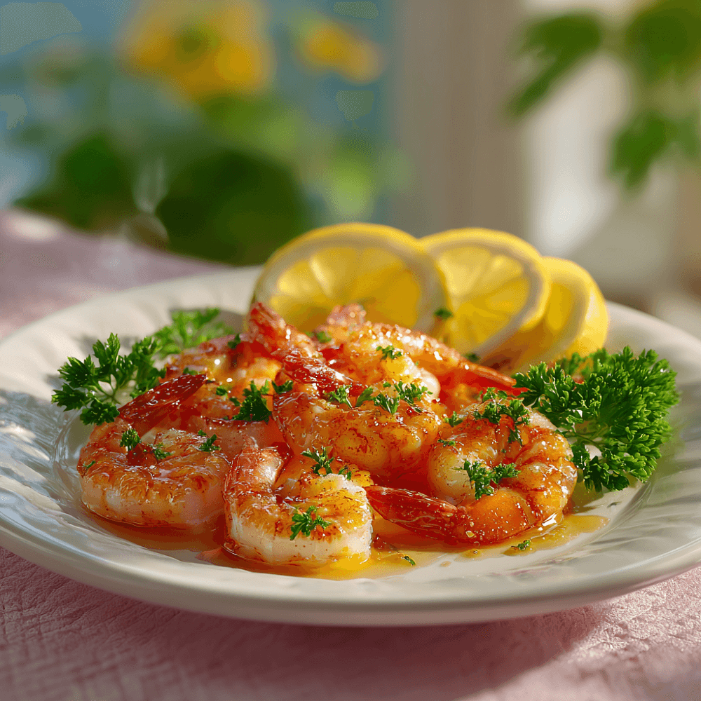 Гребенчатые креветки с петрушкой, обжаренные в масле