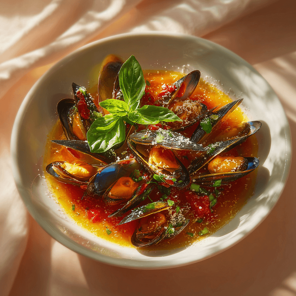 Мидии в ароматном томатном соусе