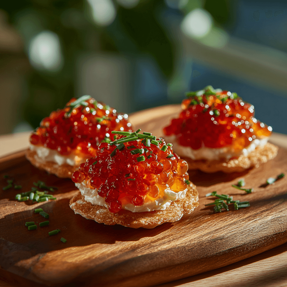 Мини-тарталетки с красной икрой